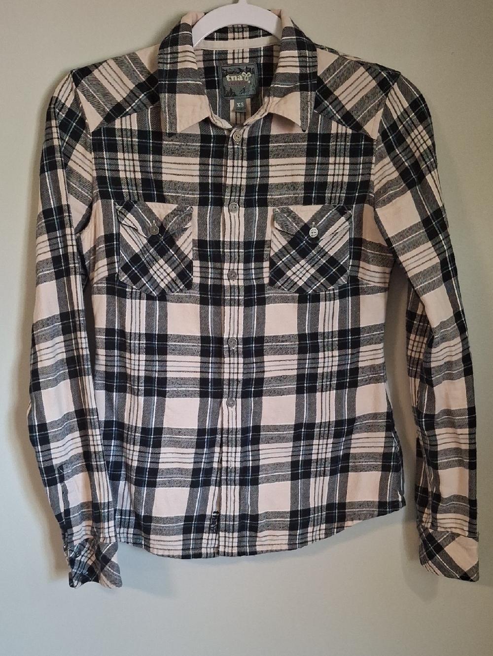 Aritzia Tna Plaid Flannel Button Down Shirt Sz XS